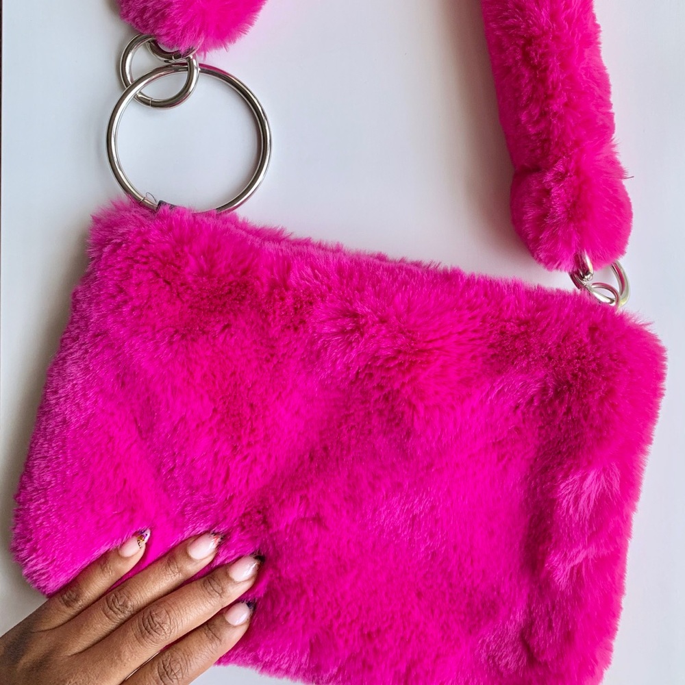 Fuzzy Pink Shoulder Bag